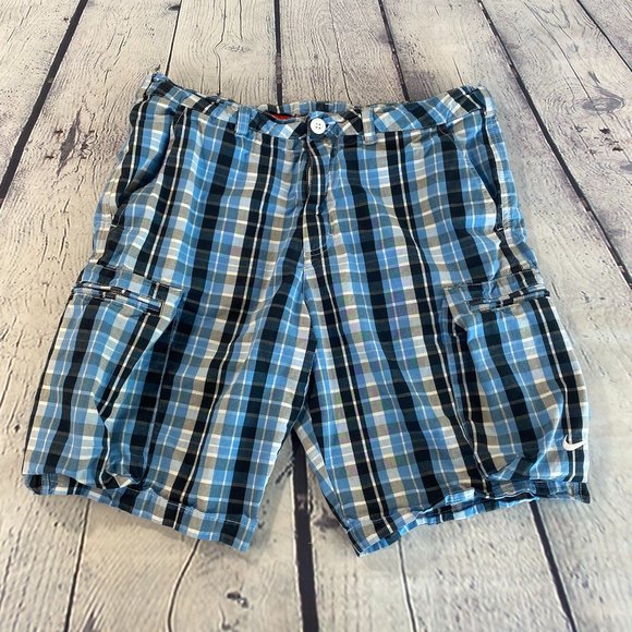 Nike Other - Nike The Athletic Dept Blue Plaid Cargo Shorts